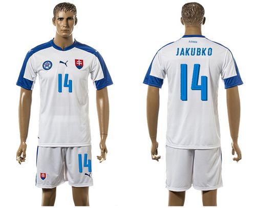 Slovakia #14 Jakubko Home Soccer Country Jersey - Click Image to Close
